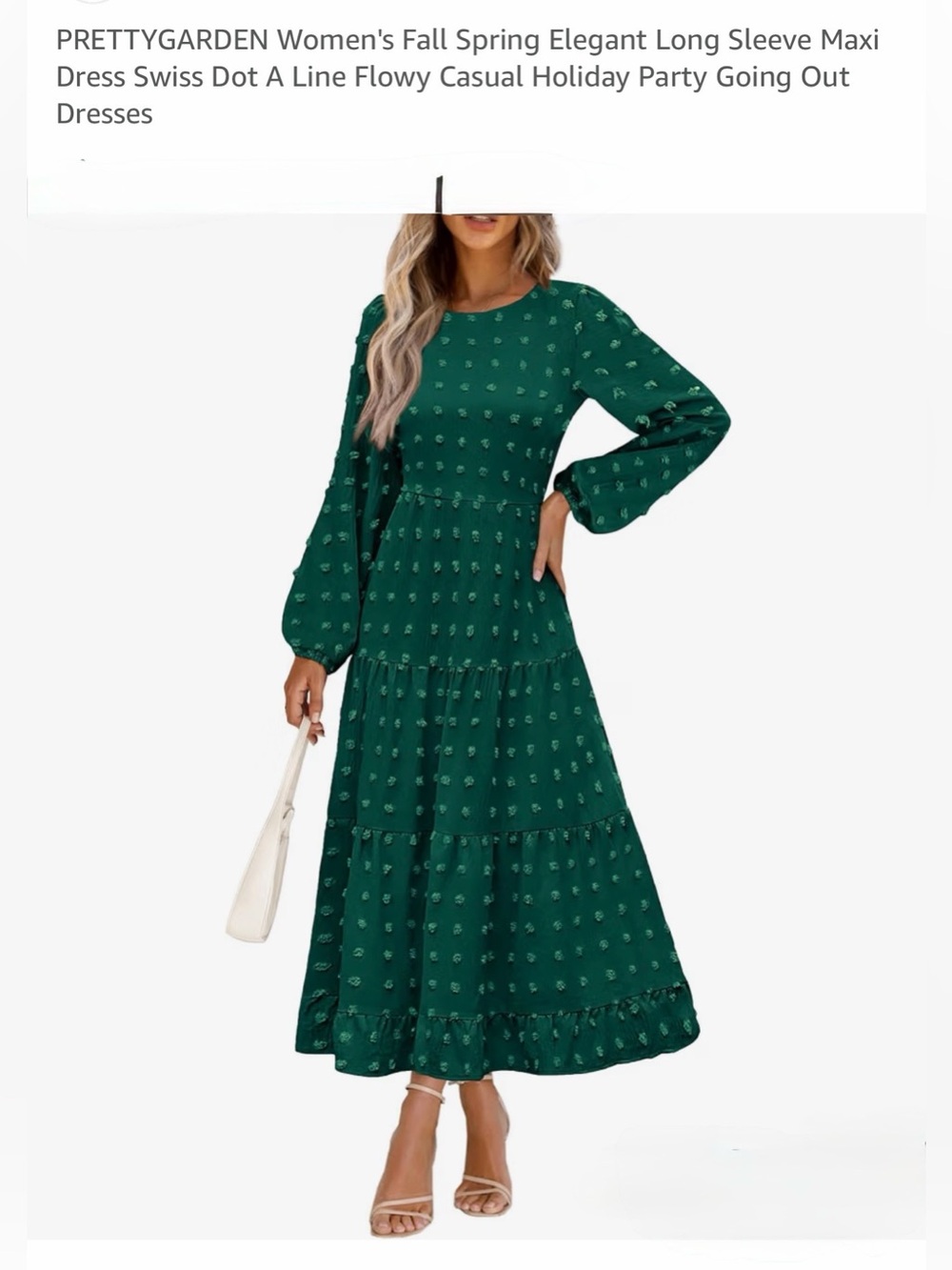 Green Maxi Dress with Long Sleeves. NWT